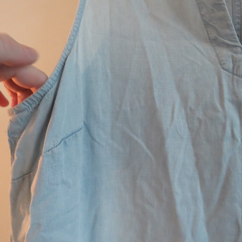 J. JILL Light Denim Maxi Chambray Dress Coastal Lagenlook Minimalist Size XL P - Picture 6 of 14